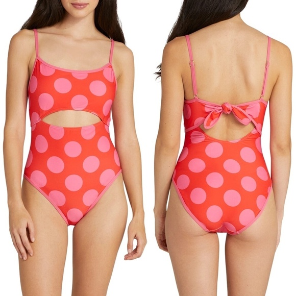 NWT Kate Spade Large Polka Dot Cutout One Piece Swimsuit Sz. XS - Picture 1 of 4